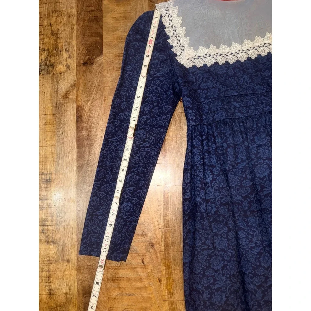 Vintage Bonnie Jean Union Made USA Girls Size 16 Navy Lace Party Holiday Dress
